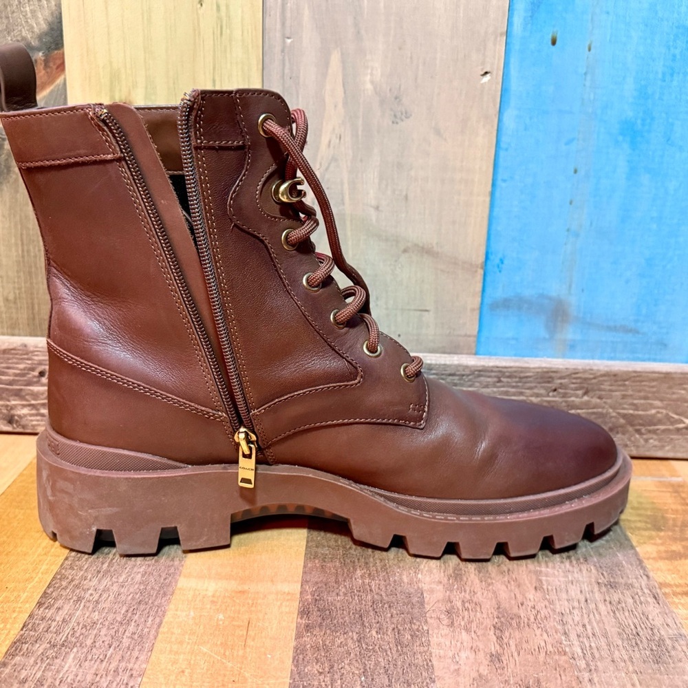 Coach Men’s Brown Leather Combat Boots – Style CC837 – Size 11D (US) - Picture 8 of 10